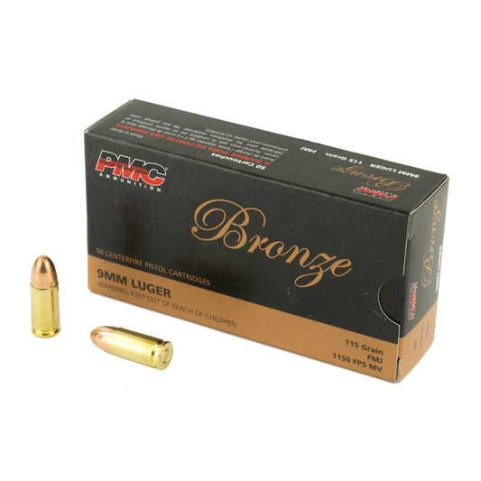 PMC, Bronze 9MM, 115 Grain, Full Metal Jacket, 50 Round Box