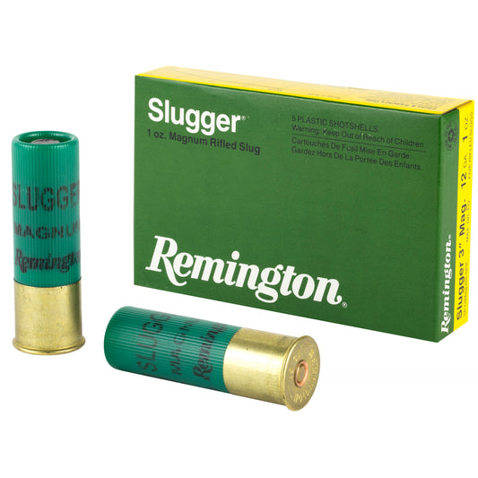 Remington, Slugger, 12 Gauge, 3", Max Dram, 1 oz., Rifled Slug, 5 Round Box