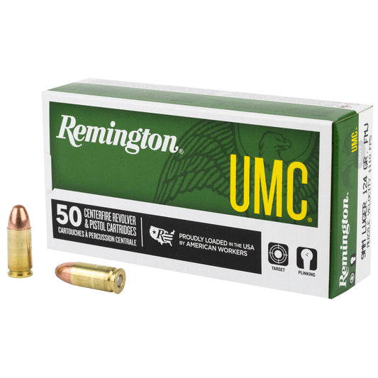 Remington, UMC, 9MM, 124 Grain, Full Metal Jacket, 50 Round Box