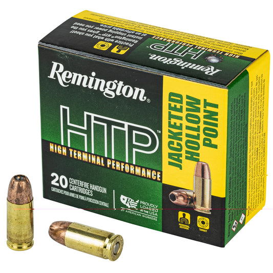 Remington, High Terminal Performance, 9MM +P, 115 Grain, Jacketed Hollow Point, 20 Round Box