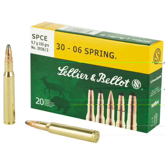 Sellier & Bellot, Rifle, 30-06, 150 Grain, SPCE, 20 Round Box