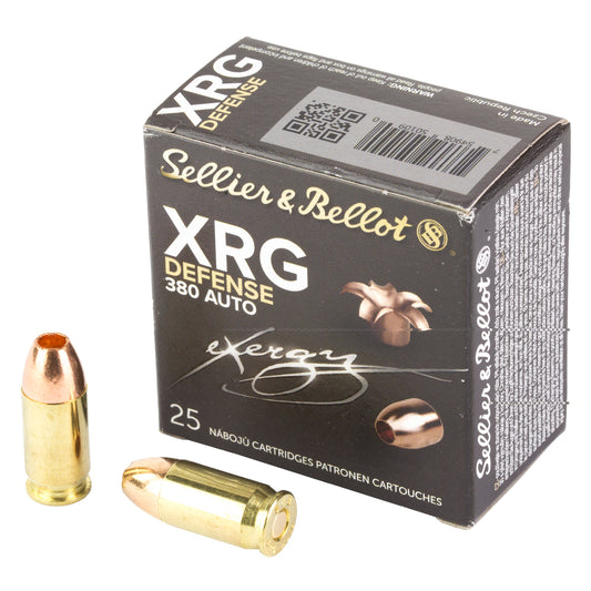 Sellier & Bellot, XRG, 380 ACP/9mm Browning Court, 77 Grain, Jacketed Hollow Point, 25 Round Box