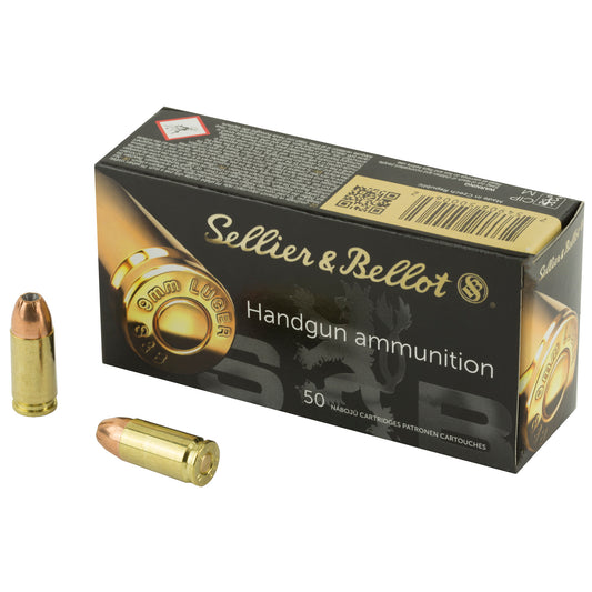 Sellier & Bellot, Pistol, 9MM, 115 Grain, Jacketed Hollow Point, 50 Round Box