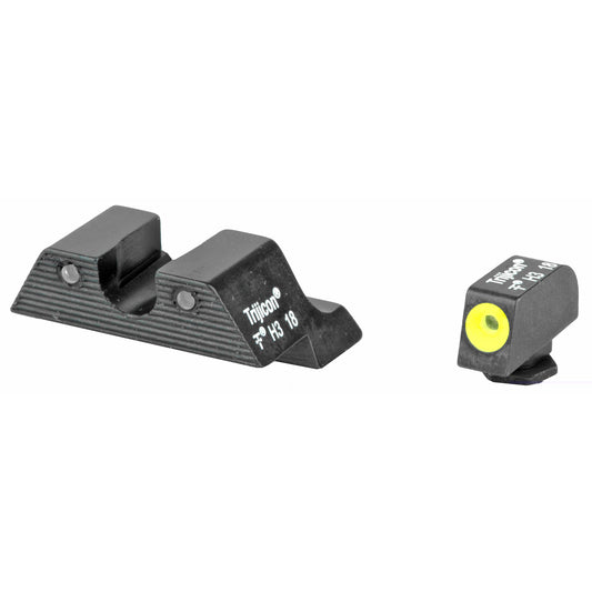 Trijicon, HD Tritium Sight, 3 Dot Green Tritium With Yellow Front Outline, Fits Glock 20/21/29/30/31/32