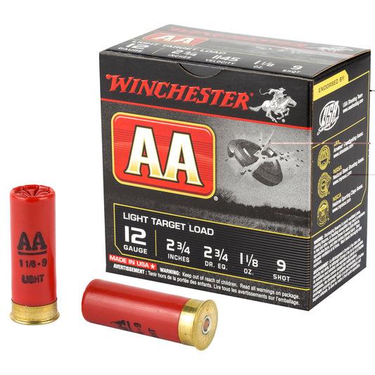 Winchester Ammunition, AA Target, 12 Gauge, 2.75", #9, 2 3/4 Dram, 1.125 oz., Shotshell, 25 Round Box