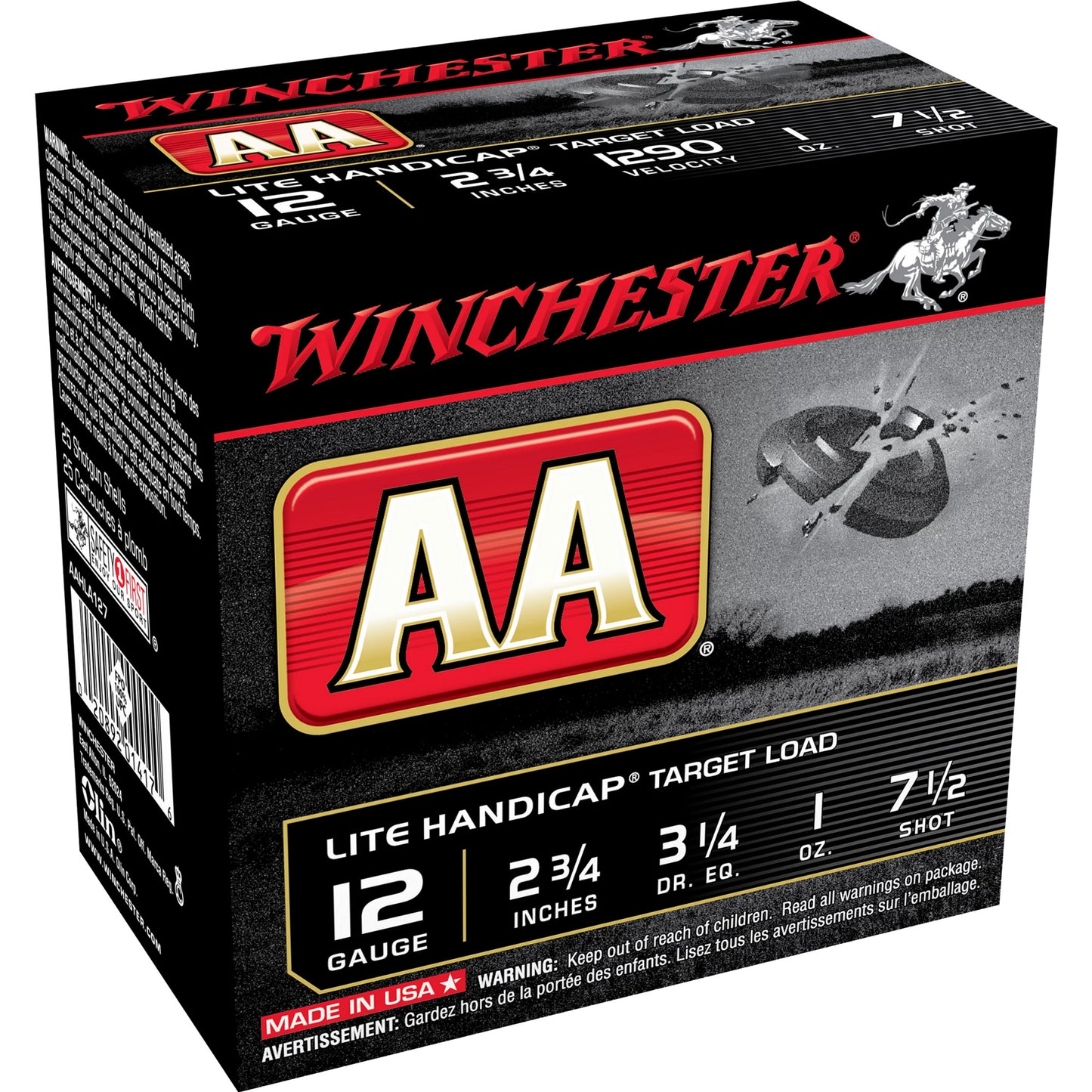 Winchester Ammunition, AA Lite Handicap, 12 Gauge 2.75", #7.5, Shotshell, 25 Round Box