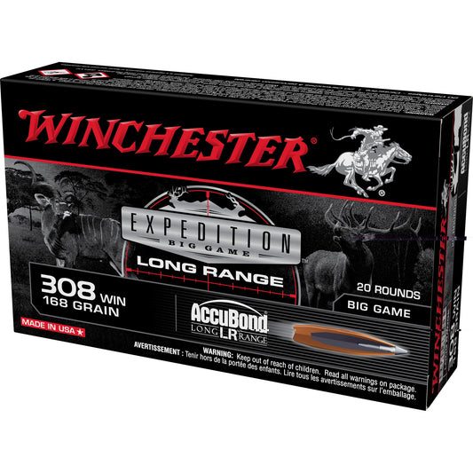 Winchester Ammunition, Big Game Long Range, 308 Winchester, 168Gr, AccuBond LR, 20 Round Box
