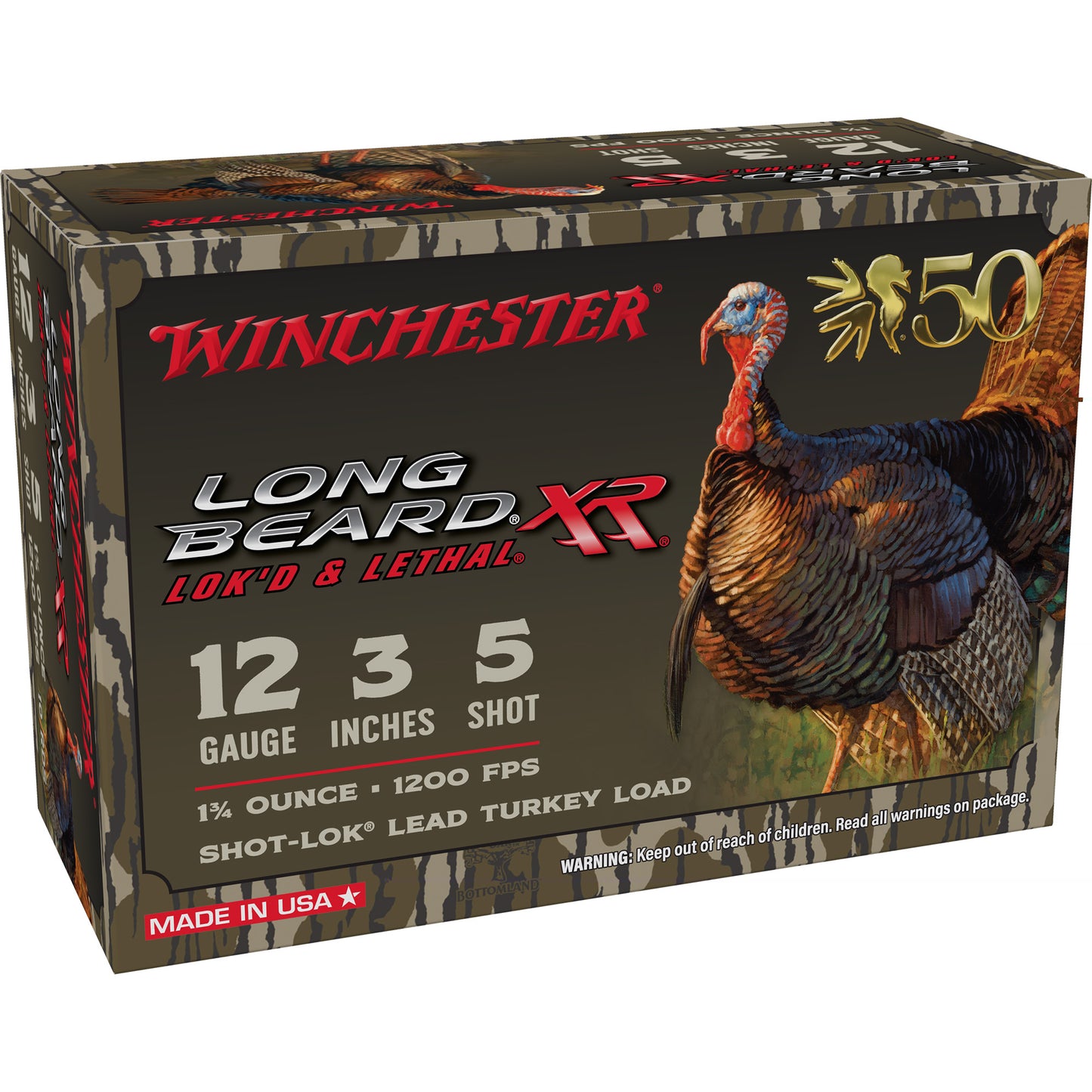 Winchester Ammunition, Long Beard XR, 12 Gauge 3", #5, 1.75oz, Shotshell,50th Anniversary Edition, 10 Round Box