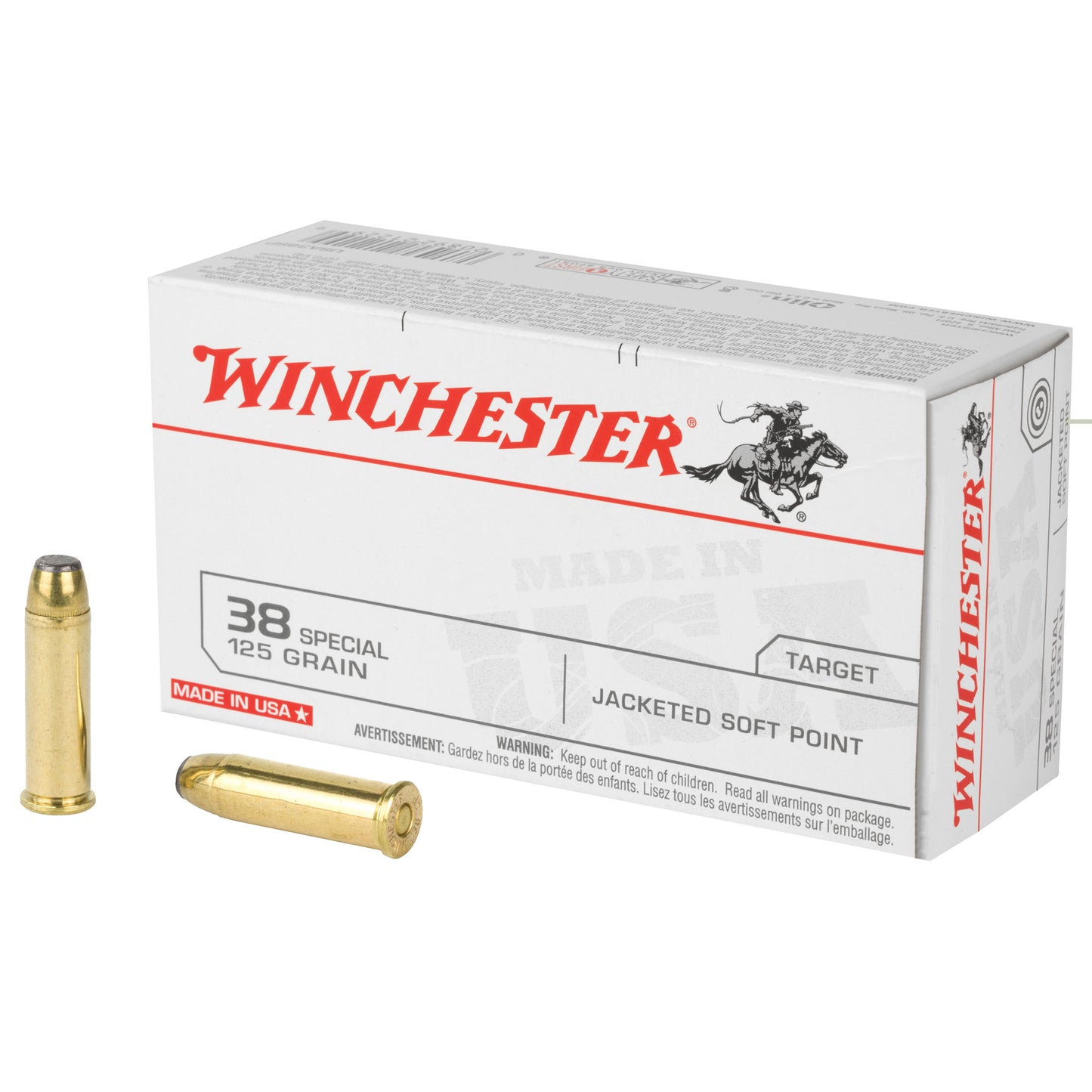 Winchester, USA, 38 Special, 125 Grain, Jacketed Soft Point, 50 Round Box