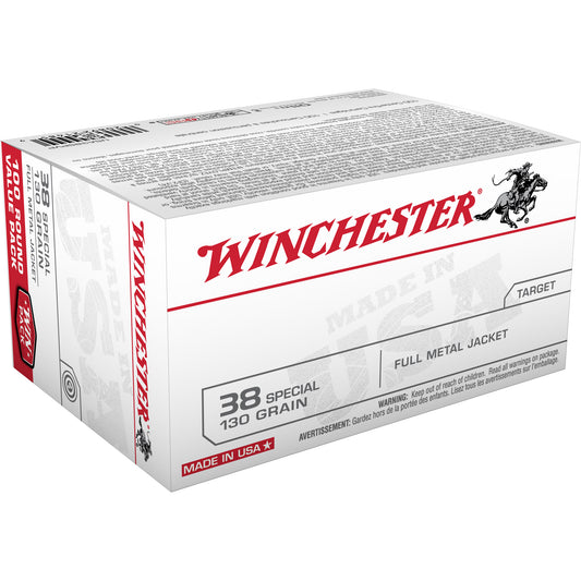 Winchester, USA WHITE BOX, TARGET, 38 Special, 130 Grain, Full Metal Jacket, 100 Round Box