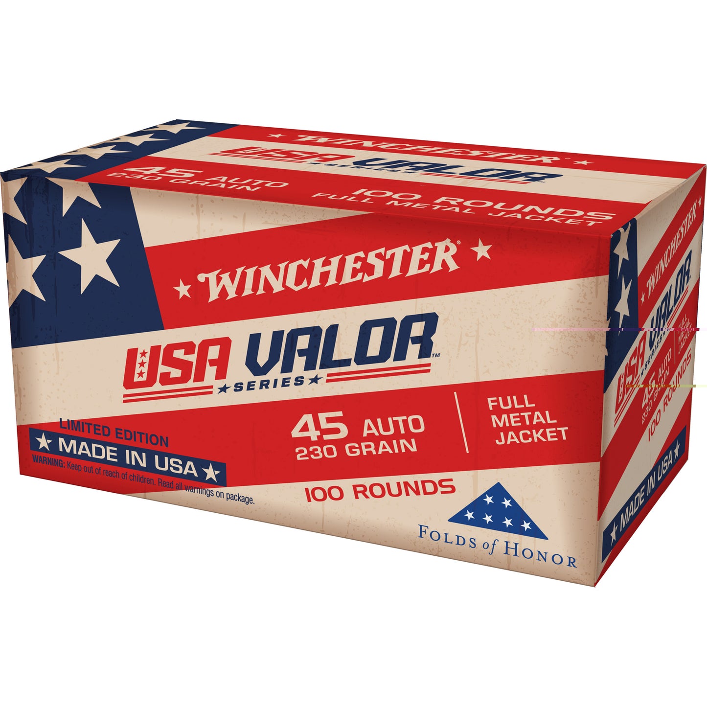 Winchester, USA WHITE BOX, 45 ACP, 230 Grain, Full Metal Jacket, 100 Round Box