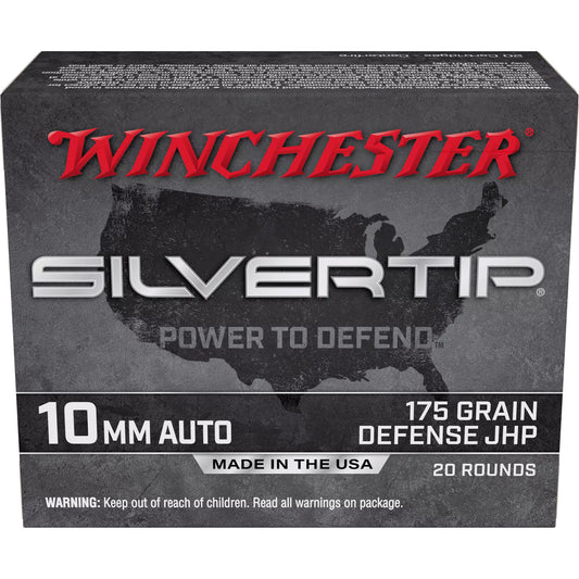 Winchester, Silvertip, 10MM, 175 Grain, Jacketed Hollow Point, 20 Round Box