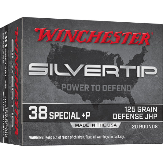Winchester Ammunition, SILVERTIP, 38 Special +P, 125 Grain, Jacketed Hollow Point, 20 Round Box