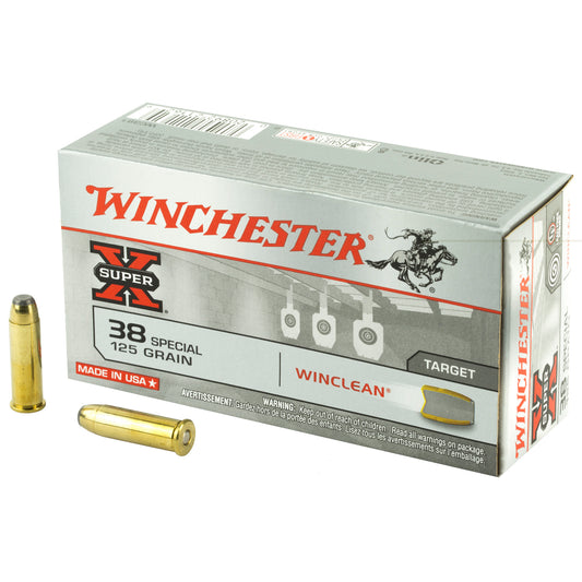 Winchester Ammunition, Super X Winclean, 38 Special, 125 Grain, Jacketed Flat Point Clean, 50 Round Box