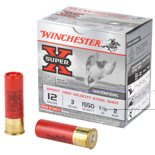 Winchester Ammunition, Xpert HI-Velocity Steel, 12 Gauge, 3", #2, 1 1/8 oz., 25 Round Box