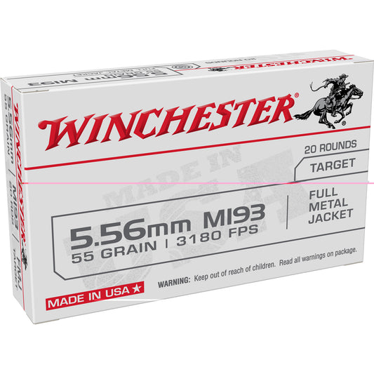 Winchester Ammunition, M193, 556NATO, 55 Grain, Full Metal Jacket, 20 Round Box