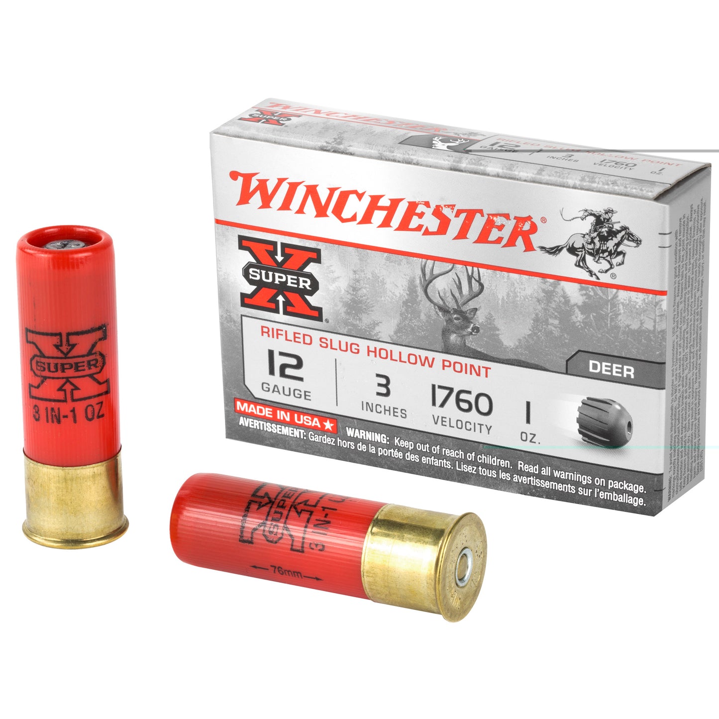 Winchester Ammunition, Super-X, 12 Gauge, 3", 1 oz., Slug, 5 Round Box