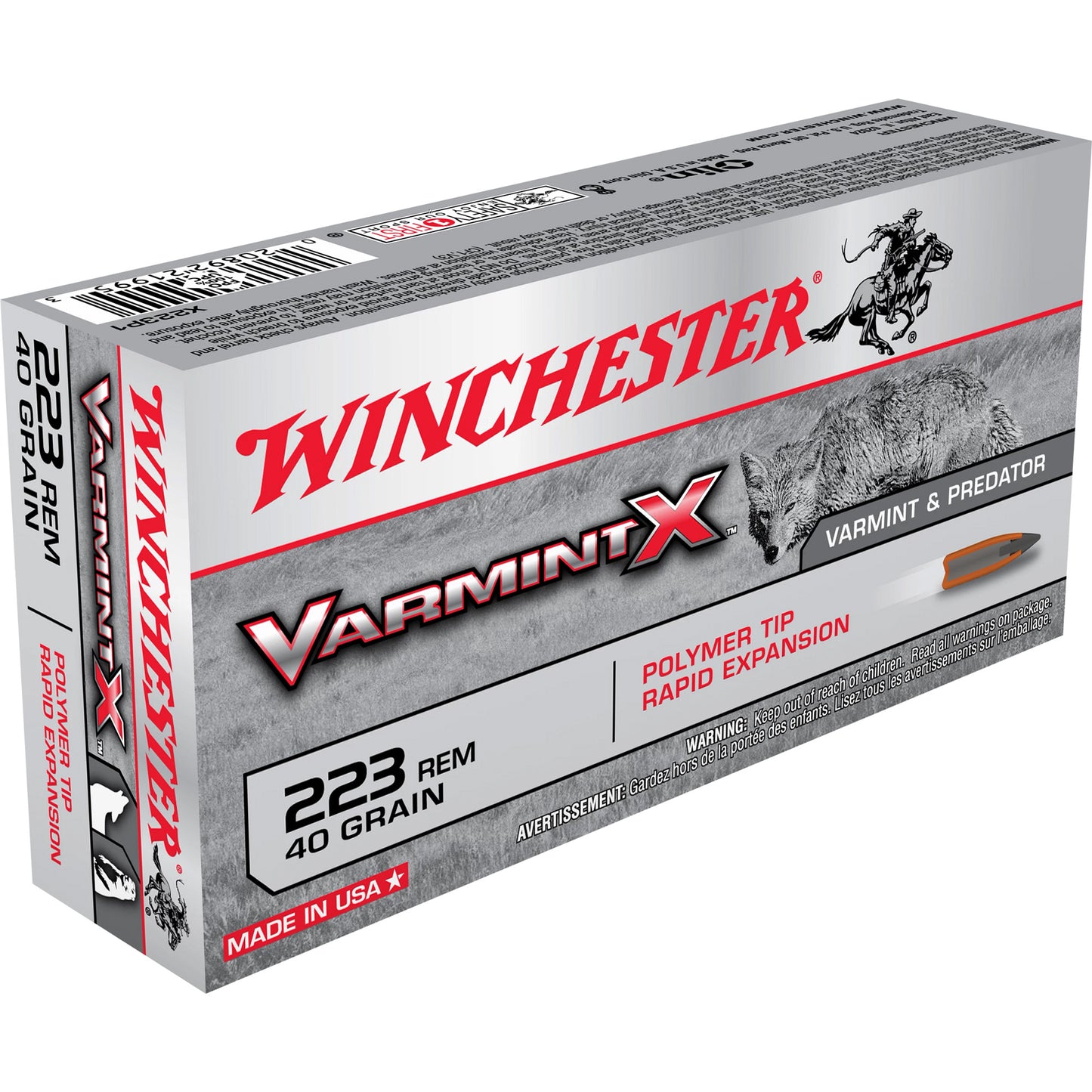 Winchester Ammunition, Varmint X, 223 Remington, 40 Grain, Jacketed Hollow Point, 20 Round Box