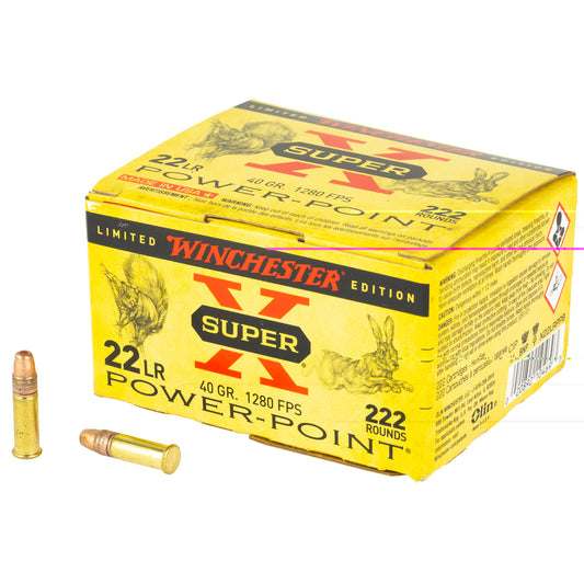 Winchester Ammunition, Super-X, Power-Point, 22 LR, 40 Grain, Power PointHollow Point, 222 Round Box