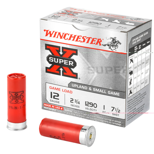 Winchester, Super-X, 12 Gauge, 2.75", Game Load, #7.5, 1 oz., Shotshell, 25 Round Box