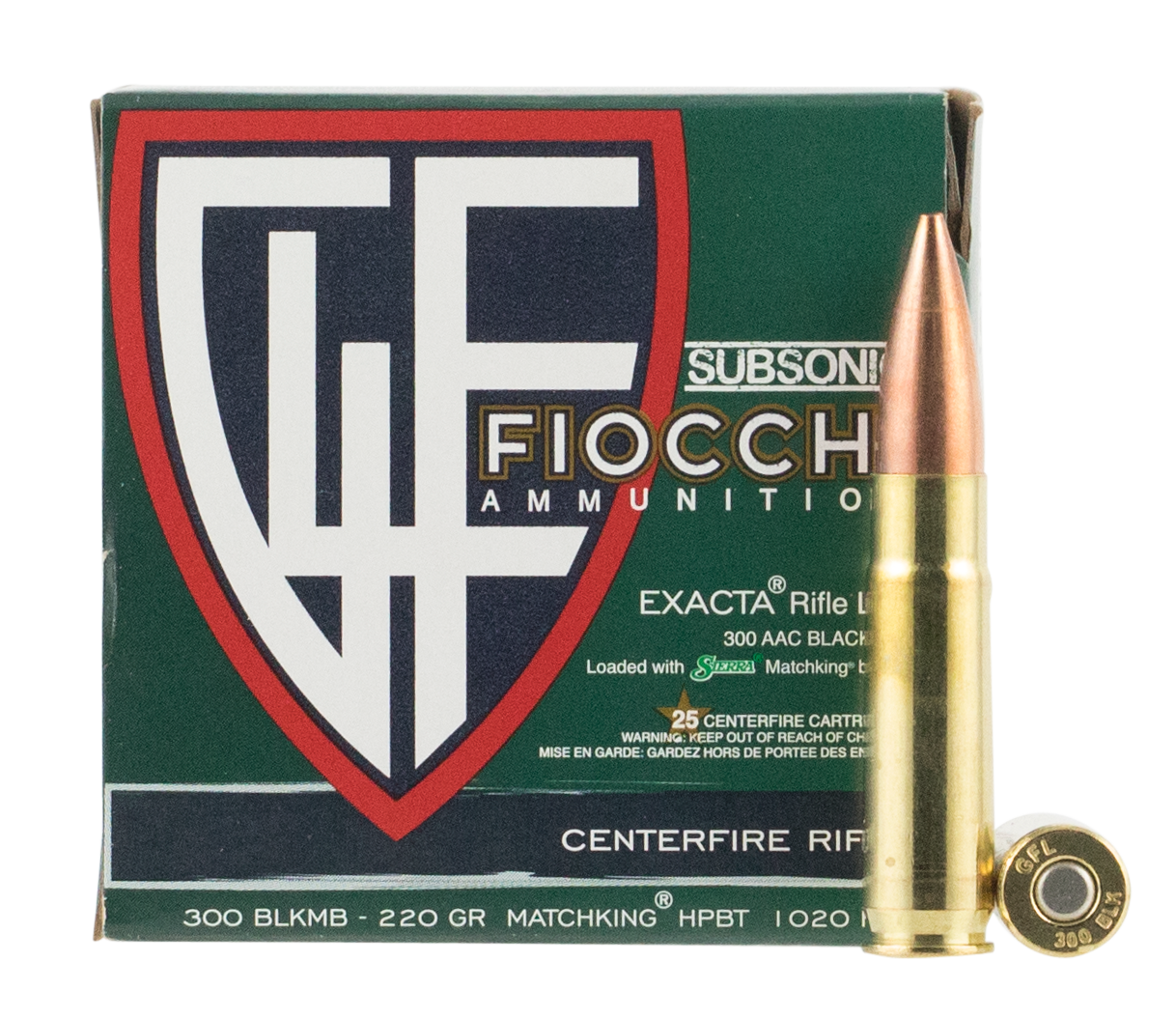 Fiocchi 300BLKMB Range Dynamics 300 Blackout 220 gr Sierra MatchKing BTHP 25 Round Box