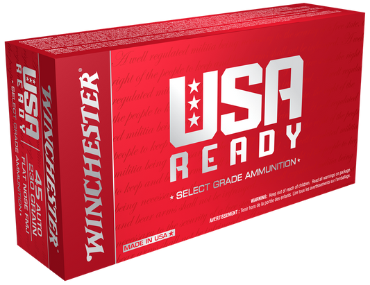 Winchester Ammo RED45 USA Ready 45 ACP 230 gr Full Metal Jacket Flat Nose 50 Round Box