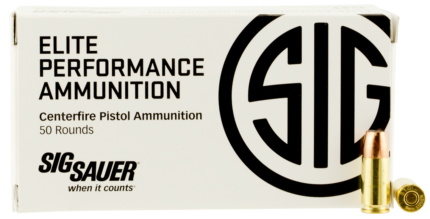 Sig Sauer E9MMA250 Elite Defense 9mm Luger 124 gr V Crown Jacketed Hollow Point 50 Round Box