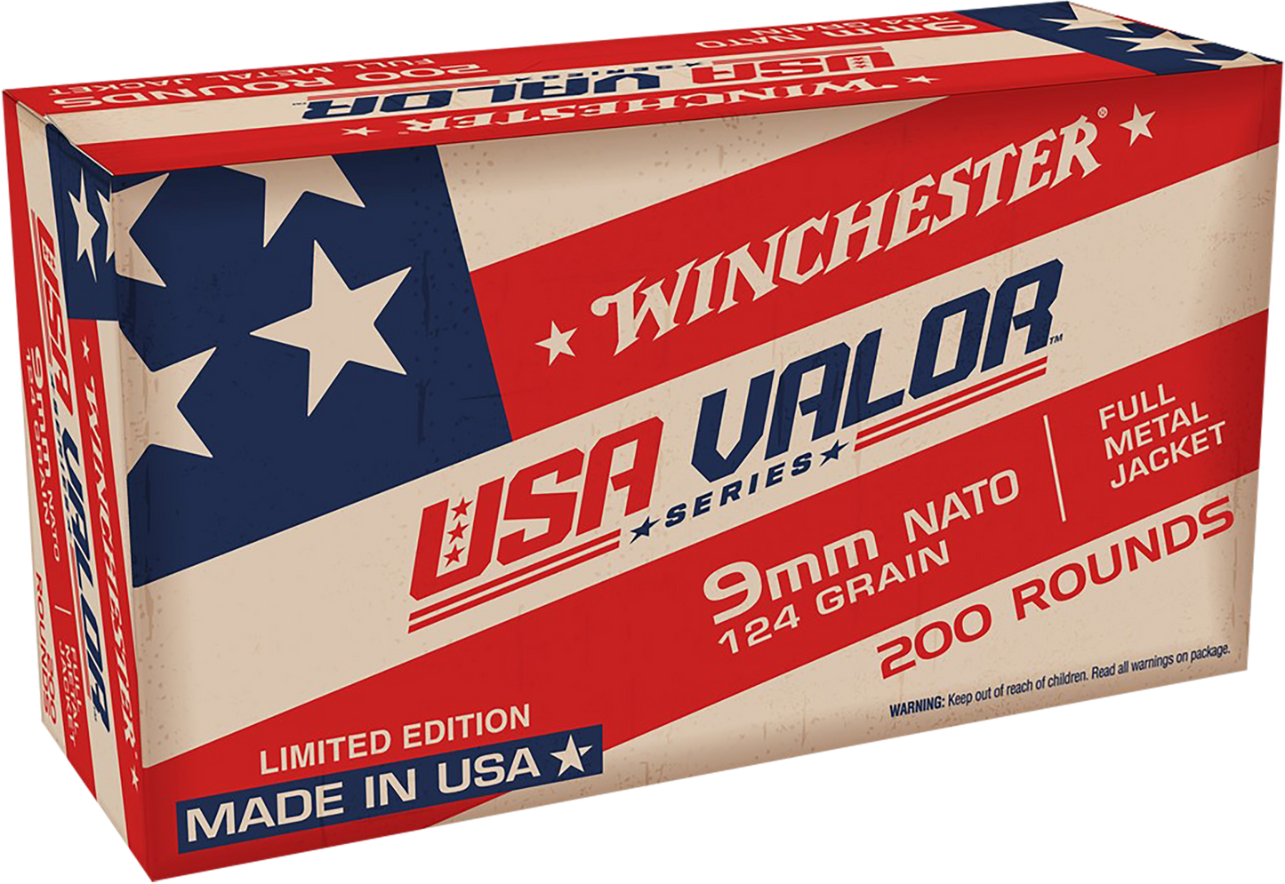 Winchester Ammo USA9NATOW USA Valor 9mm Luger 124 gr Full Metal Jacket 200 Round Box