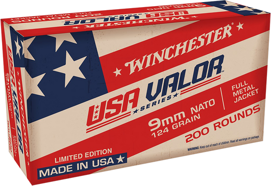 Winchester Ammo USA9NATOW USA Valor 9mm Luger 124 gr Full Metal Jacket 200 Round Box
