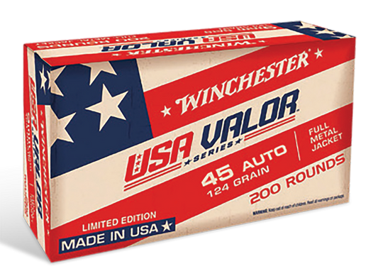 Winchester Ammo USAV45A USA Valor 45 ACP 230 gr Full Metal Jacket 100 Round Box