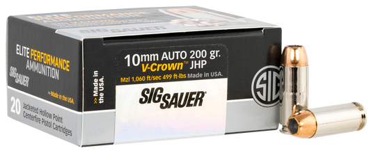 Sig Sauer E10MM20020 Elite Defense 10mm Auto 200 gr V Crown Jacketed Hollow Point 20 Round Box