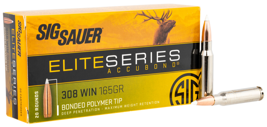 Sig Sauer E308AB16520 Elite Hunting 308 Win 165 gr Nosler AccuBond 20 Round Box