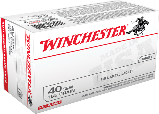 Winchester Ammo USA40SWVP USA Value Pack 40 S&W 165 gr Full Metal Jacket 100 Round Box