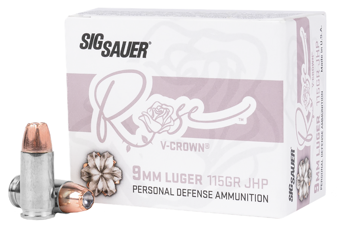 Sig Sauer E9MMA1ROSE20 Rose 9mm Luger 115 gr V Crown Jacketed Hollow Point 20 Round Box