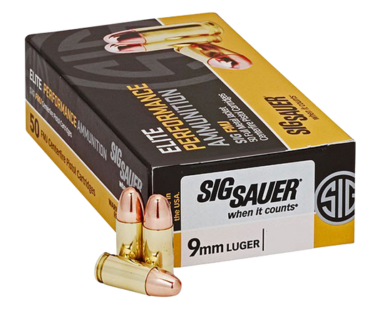 Sig Sauer E9MMB250 Elite Ball 9mm Luger 124 gr Full Metal Jacket 50 Round Box
