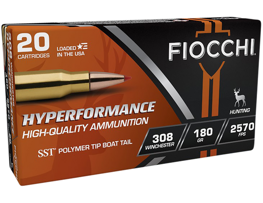 Fiocchi 308HSC Hyperformance 308 Win 180 gr Super Shock Tip 20 Round Box
