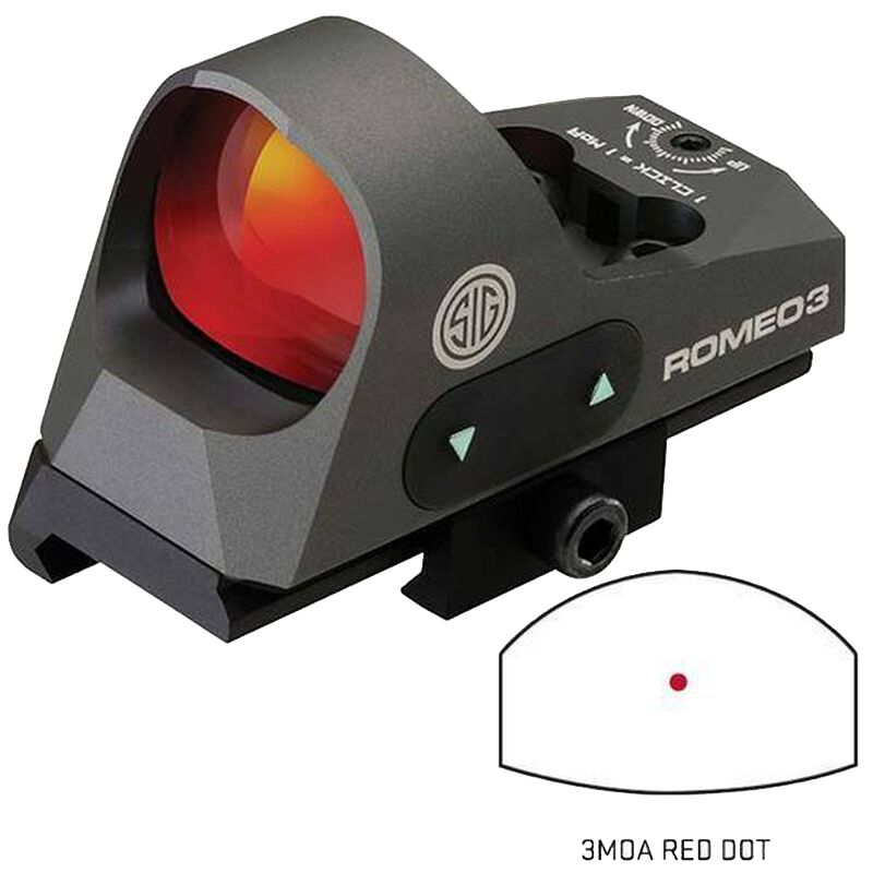 Sig Sauer Electro-Optics SOR31002 Romeo3 Graphite 1x25mm 3 MOA Red Dot Reticle Illuminated