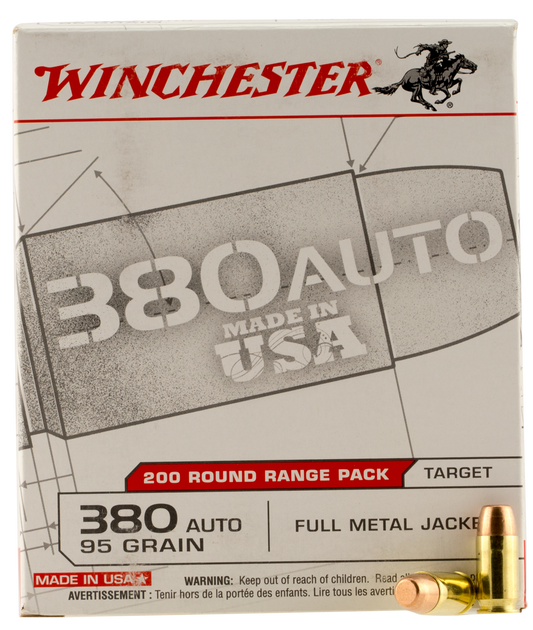 Winchester Ammo USA380W USA 380 ACP 95 gr Full Metal Jacket 200 Round Box