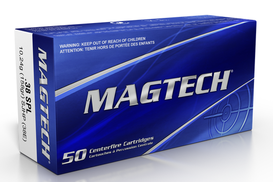 Magtech 38E Range/Training 38 Special 158 gr Semi Jacketed Hollow Point 50 Round Box