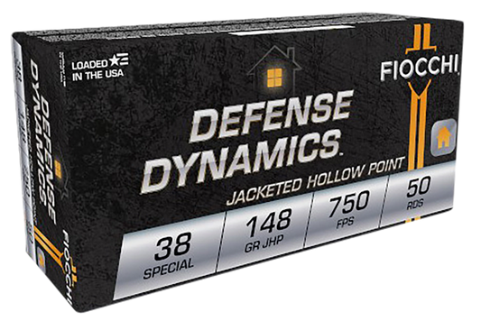 Fiocchi 38E Defense Dynamics 38 Special 148 gr Jacket Hollow Point 50 Round Box