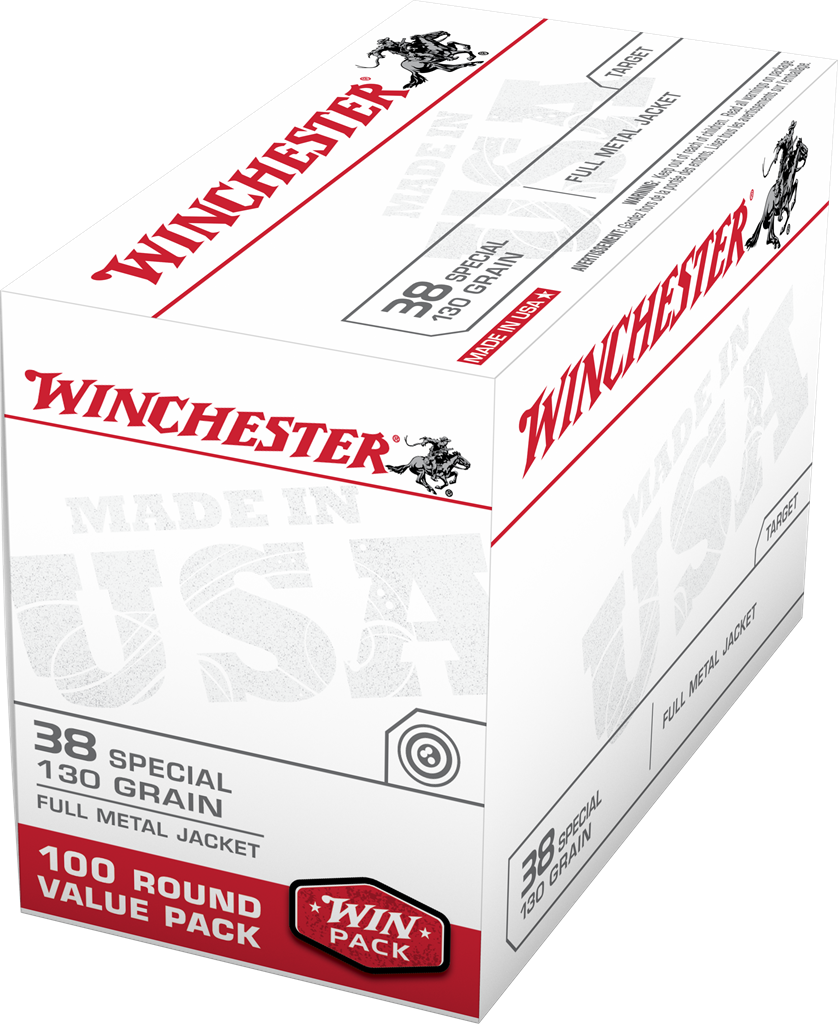 Winchester Ammo USA38SPVP USA Value Pack 38 Special 130 gr Full Metal Jacket 100 Round Box