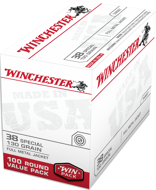 Winchester Ammo USA38SPVP USA Value Pack 38 Special 130 gr Full Metal Jacket 100 Round Box