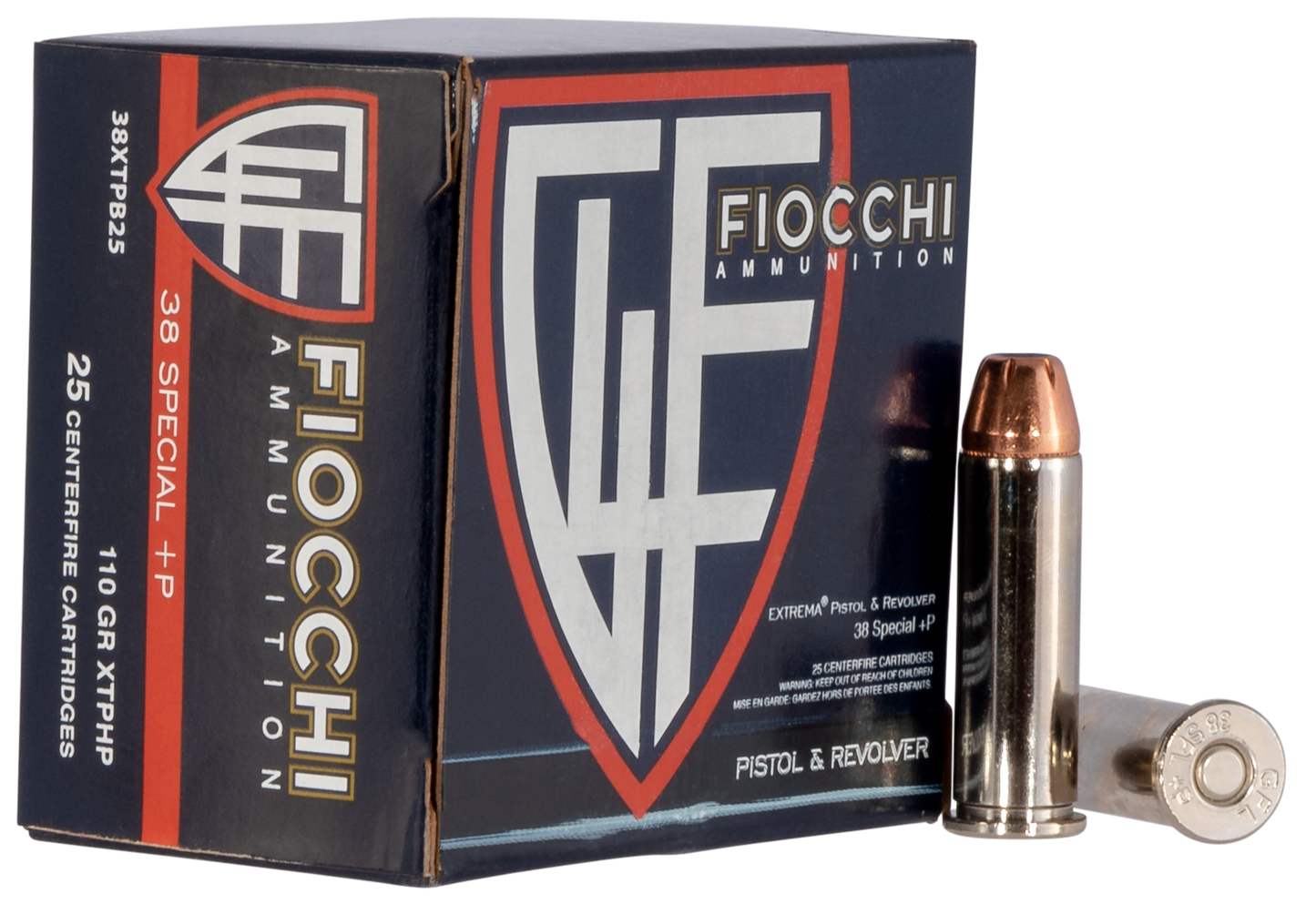 Fiocchi 38XTPB25 Hyperformance 38 Special +P 110 gr Hornady XTP Hollow Point 25 Round Box