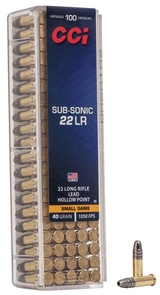 CCI 0056 Subsonic Small Game 22 LR 40 gr Lead Hollow Point 100 Round Box