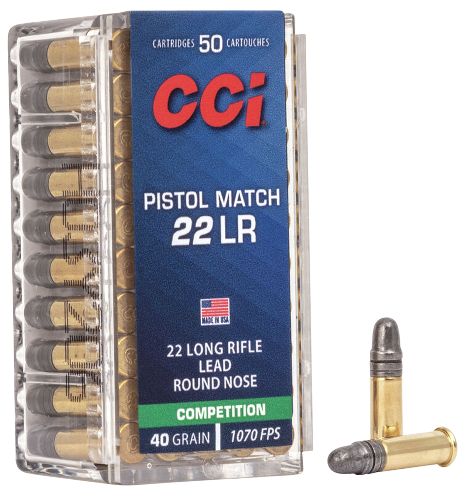 CCI 0051 Pistol Match Competition 22 LR 40 gr Lead Round Nose 50 Round Box