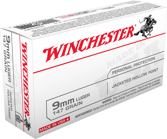 Winchester Ammo USA9JHP USA 9mm Luger 115 gr Jacket Hollow Point 50 Round Box