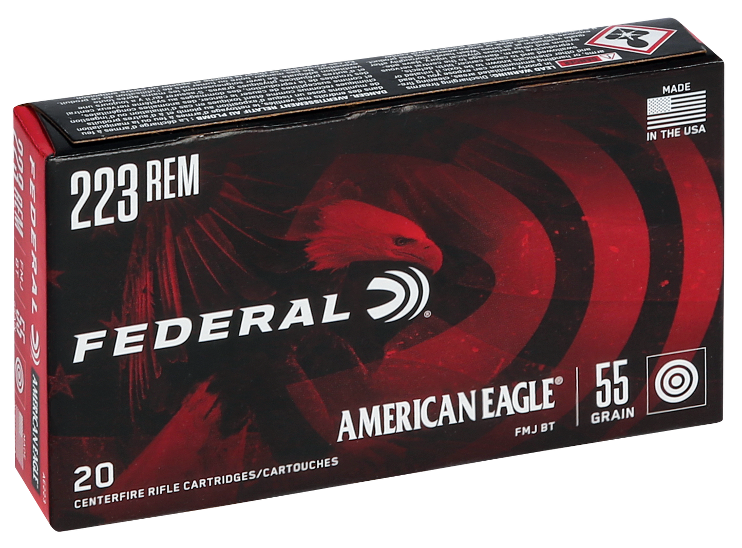 Federal AE223 American Eagle Rifle 223 Rem 55 gr Full Metal Jacket Boat Tail 20 Round Box