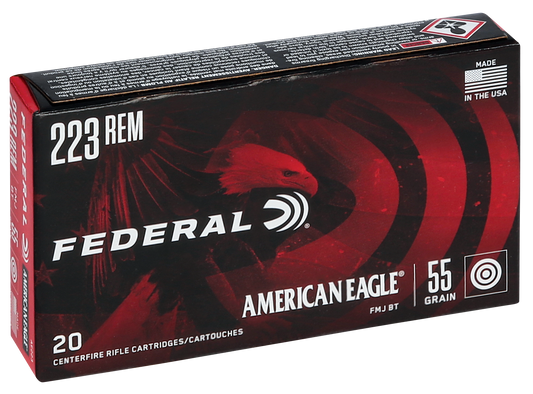 Federal AE223 American Eagle Rifle 223 Rem 55 gr Full Metal Jacket Boat Tail 20 Round Box