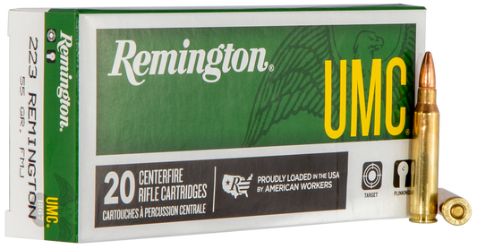 Remington Ammunition 23711 UMC 223 Rem 55 gr Full Metal Jacket 20 Round Box
