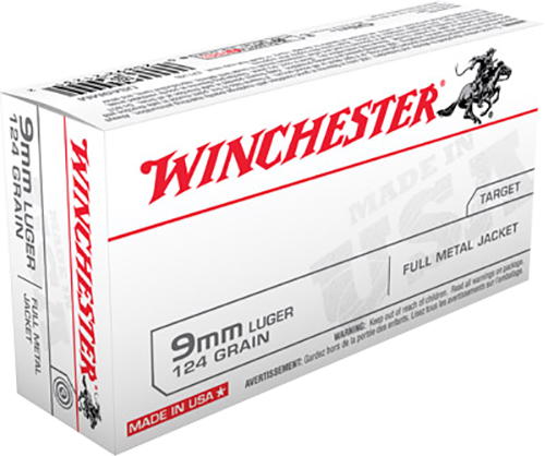 Winchester Ammo USA9MM USA 9mm Luger 124 gr Full Metal Jacket 50 Round Box